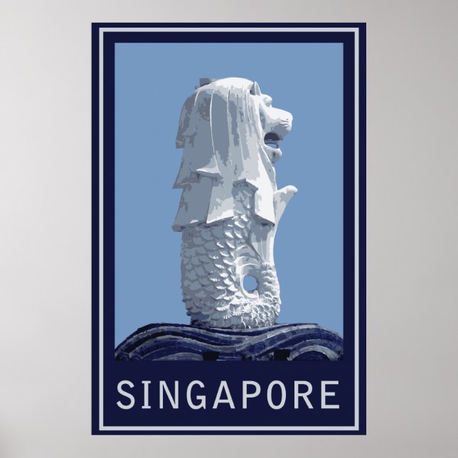 Póster Singapore Merlion (Frente)