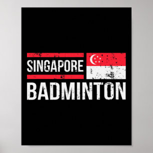 Póster Singapur Bandera de Badminton Raca deportiva Birdi