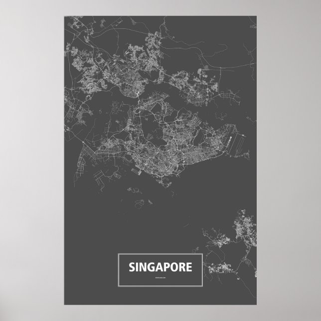 Póster Singapur (blanco sobre negro) (Frente)