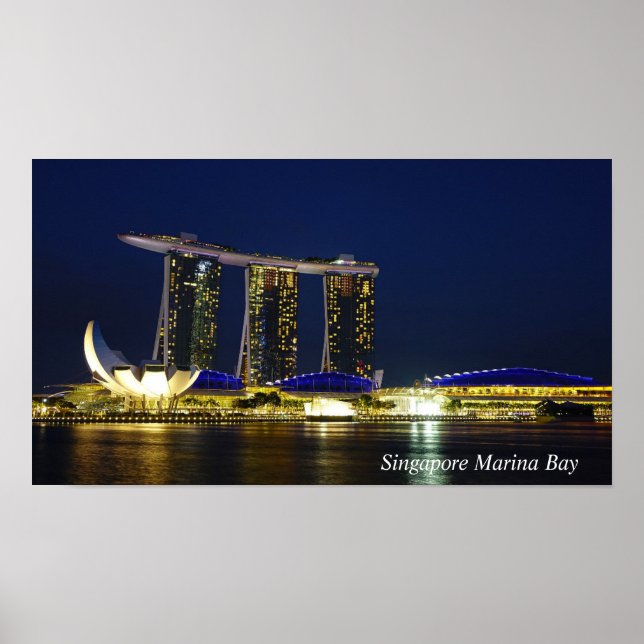 Póster Singapur Marina Bay de noche (Frente)