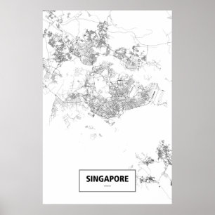 Póster Singapur (negro sobre blanco)