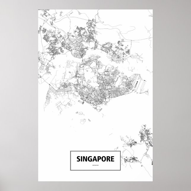 Póster Singapur (negro sobre blanco) (Frente)