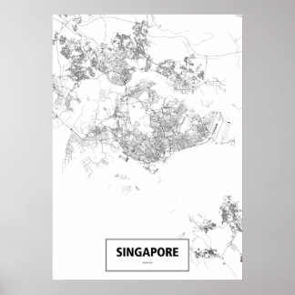Póster Singapur (negro sobre blanco, personalizado)