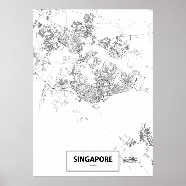 Póster Singapur (negro sobre blanco, personalizado) (Frente)