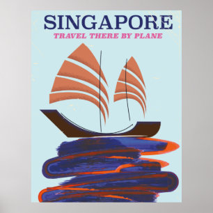 Póster Singapur "Viaja allí en avión"