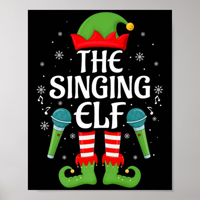 Póster Singing Elf Christmas Family Men Women Kids Elf Sq (Frente)