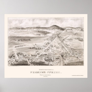 Póster Sinking Spring, PA Panoramic Map - 1898