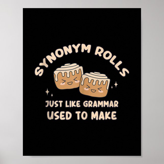 Póster Sinónimo Rolls Chiste Cinnamon Rolls Grammar Pun F (Frente)