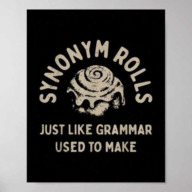 Póster Sinónimo Rolls Chiste Cinnamon Rolls Grammar Pun F (Frente)