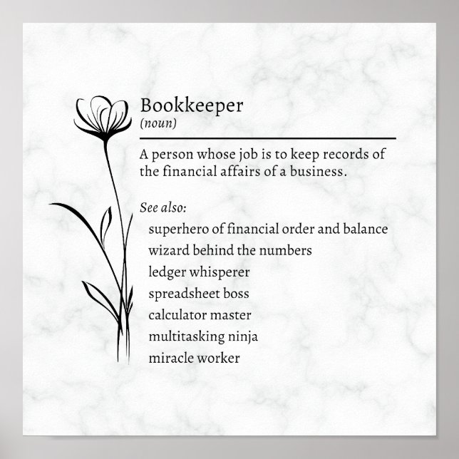 Póster Sinónimos divertidos de definición de librero (Frente)