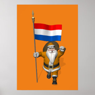 Póster Sinterklaas Con Bandera De Los Países Bajos