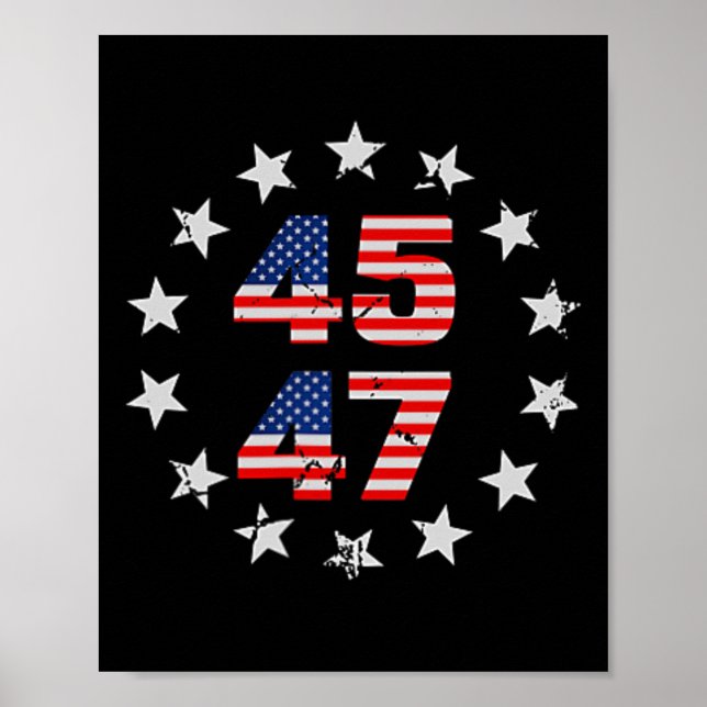 Póster Sintiendo Genial de Nuevo Trump 2024 Bandera Ameri (Frente)