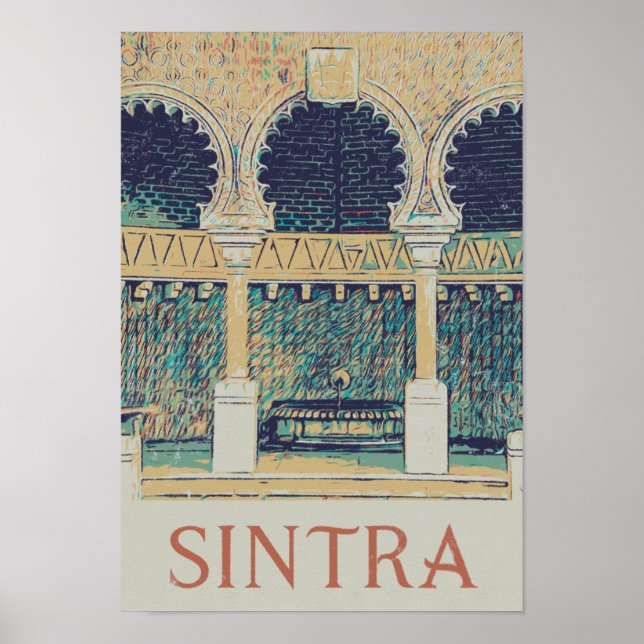 Póster Sintra Moorish Architecture illustration Portugal (Frente)