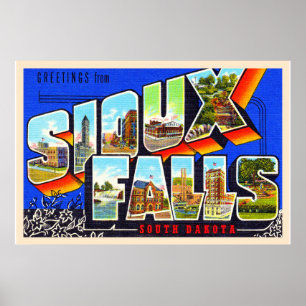 Póster Sioux cae de Dakota del Sur SD carta grande postal