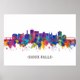 Póster Sioux Falls South Dakota Skyline
