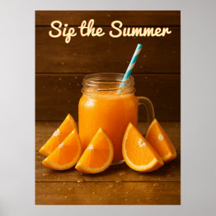 Póster Sip el verano - Naranja Juice Watercolor Poster
