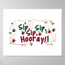 Póster Sip, Sip, Hooray!, diseño de reunión de vacaciones