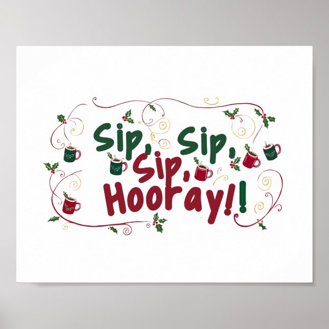 Póster Sip, Sip, Hooray!, diseño de reunión de vacaciones (Frente)