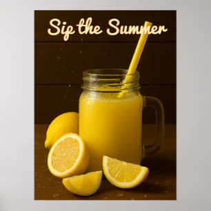 Póster Sip the Summer - Refrescante jugo de limón Mason J