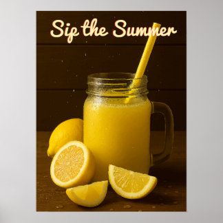 Póster Sip the Summer - Refrescante jugo de limón Mason J