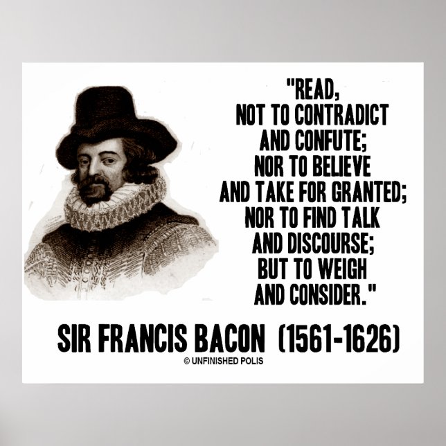 Póster Sir Francis Bacon Lee Para Pesar Y Considerar (Frente)