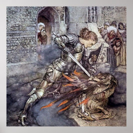 Póster “Sir Lancelot Slays the Dragon” by Arthur Rackham