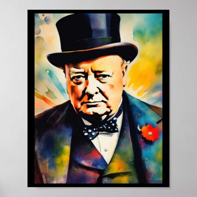Póster Sir Winston Churchill Pegatina (Frente)