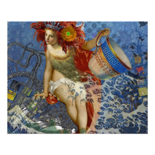Póster Sirena Acuario Arte Azul Gótico