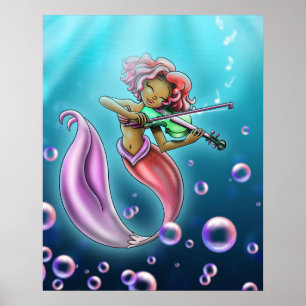 Póster Sirena Afroamericana Adorable