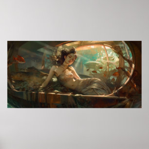 Póster Sirena anidando en un naufragio