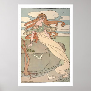 Póster Sirena Art Nouveau Vintage