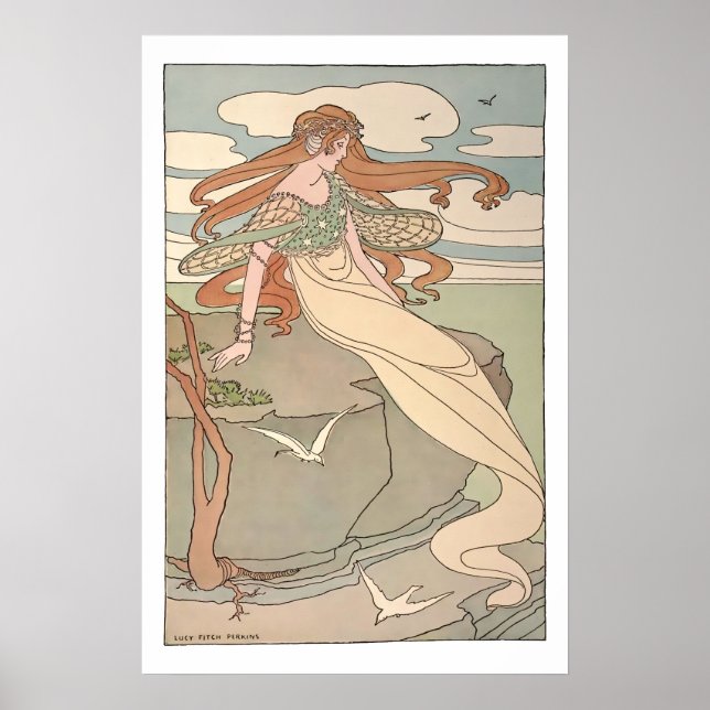 Póster Sirena Art Nouveau Vintage (Frente)