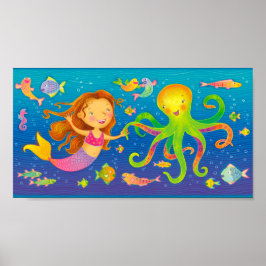 Póster Sirena bailando y pulpo