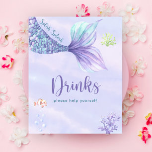 Póster Sirena bajo el mar de la ducha de bebé Bebidas
