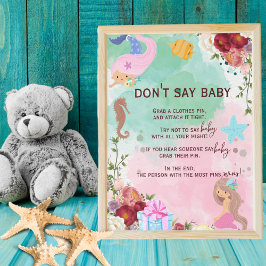 Póster Sirena bajo el mar Shhhh no digas juego de bebé