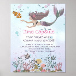 Póster Sirena Bajo La Cápsula Del Tiempo Del Mar