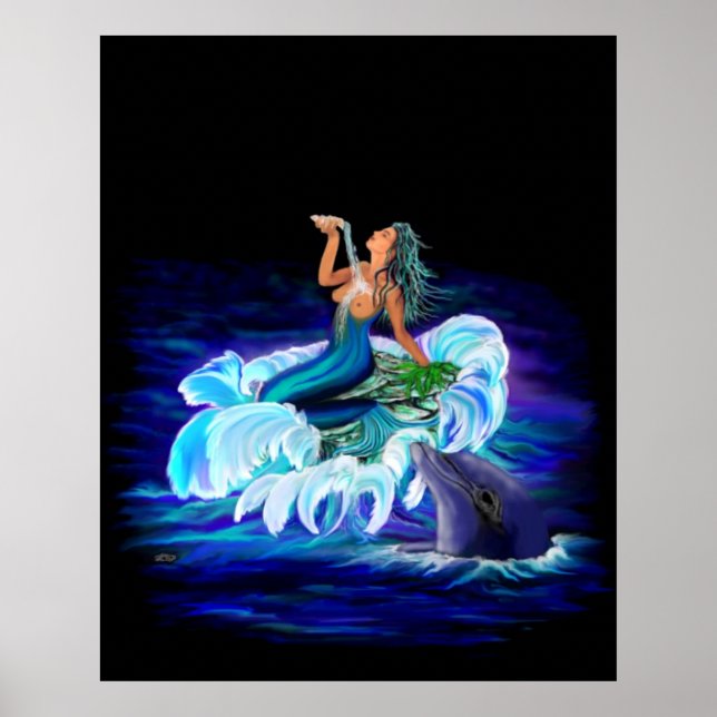 Póster Sirena con delfín (Frente)
