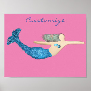 Póster Sirena de cola azul Natación Thunder_Cove