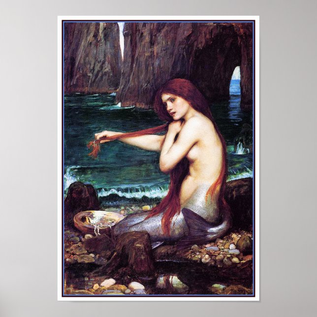 Póster Sirena de John Waterhouse (Frente)