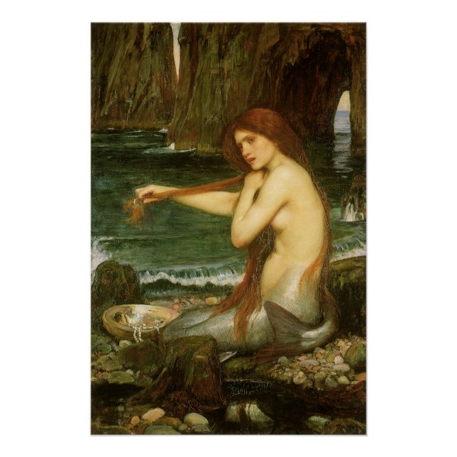 Póster Sirena de John William Waterhouse (Anverso)