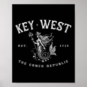 Póster Sirena de Key West República Conch Vintage Scuby P