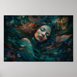 Póster Sirena durmiendo en el arrecife