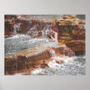 Póster Sirena en la cascada