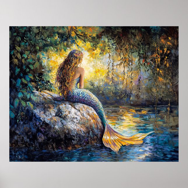 Póster Sirena en la pintura de Grotto (Frente)