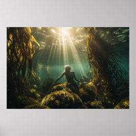 Póster Sirena en un bosque de kelp