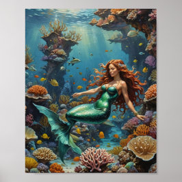 Póster Sirena escondida en el arrecife
