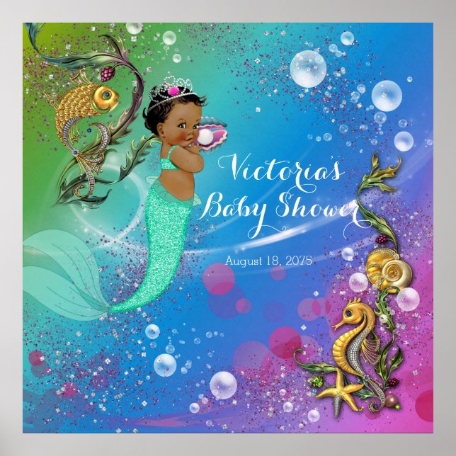 Póster Sirena Étnica Bajo El Mar (Frente)