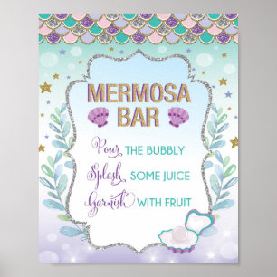 Póster Sirena Mimosa Bar Mermosa Rótulo Bajo el Mar