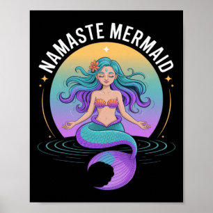 Póster Sirena Namaste para amantes del yoga que disfrutan