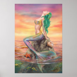 Póster sirena poster al atardecer